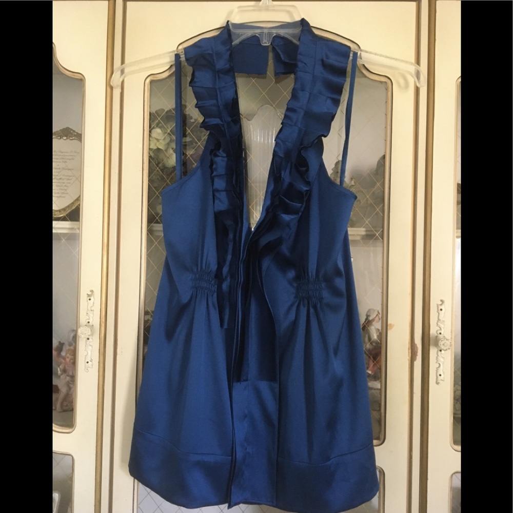 BCBG NWT Persian blue halter top Silk-Charmeuse size M. C:75